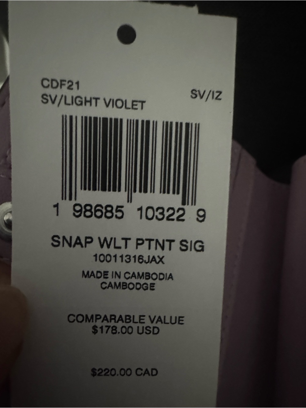 Coach Light Violet Signature Snap Wallet